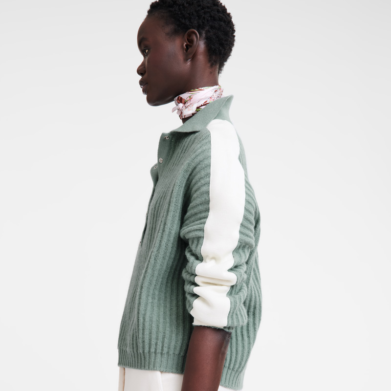 Knitwear Longchamp Polo collar jumper Feminino Celadon | LC-NIAW7054