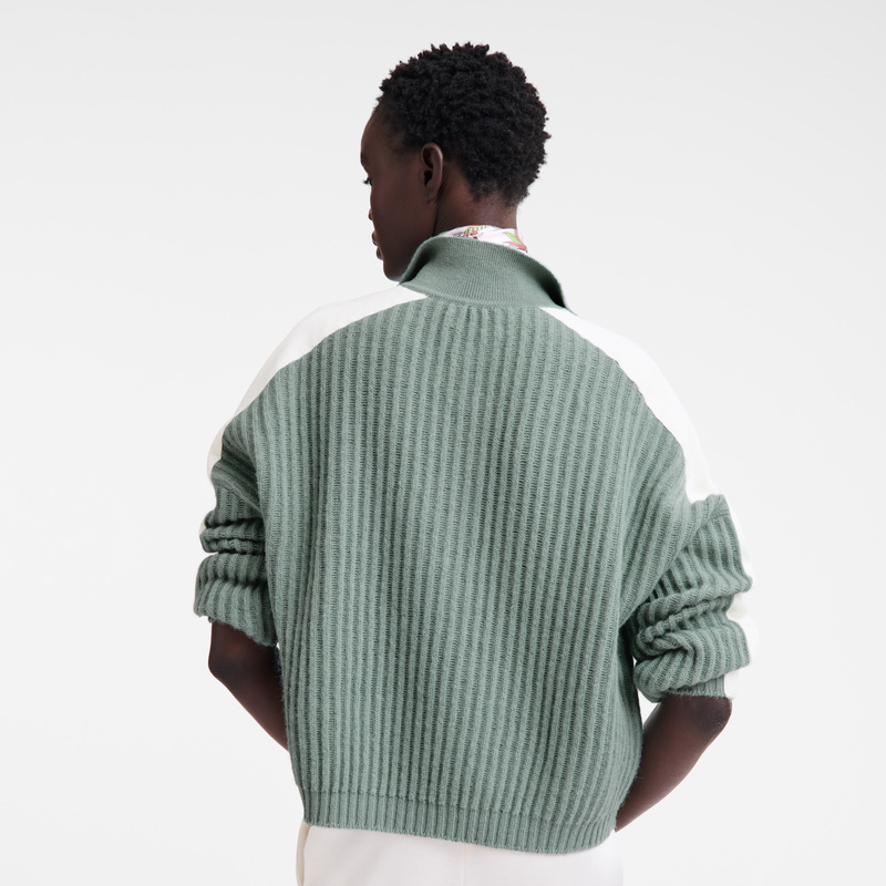 Knitwear Longchamp Polo collar jumper Feminino Celadon | LC-NIAW7054
