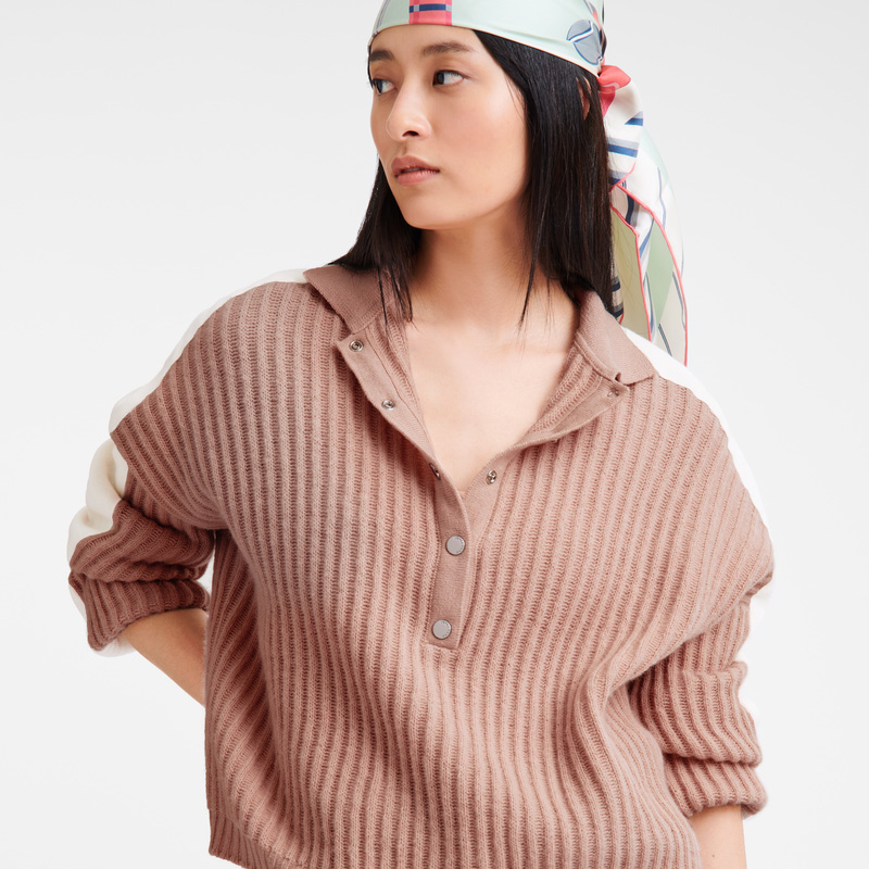 Knitwear Longchamp Polo collar jumper Feminino Nude | LC-JBAC5181
