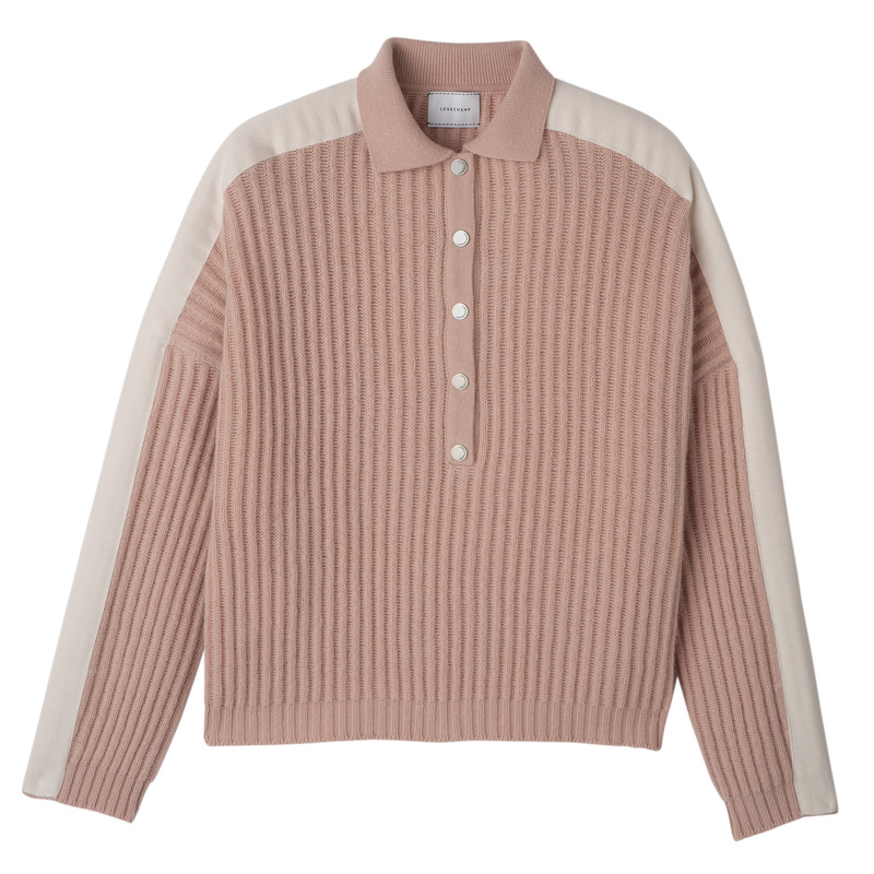 Knitwear Longchamp Polo collar jumper Feminino Nude | LC-JBAC5181
