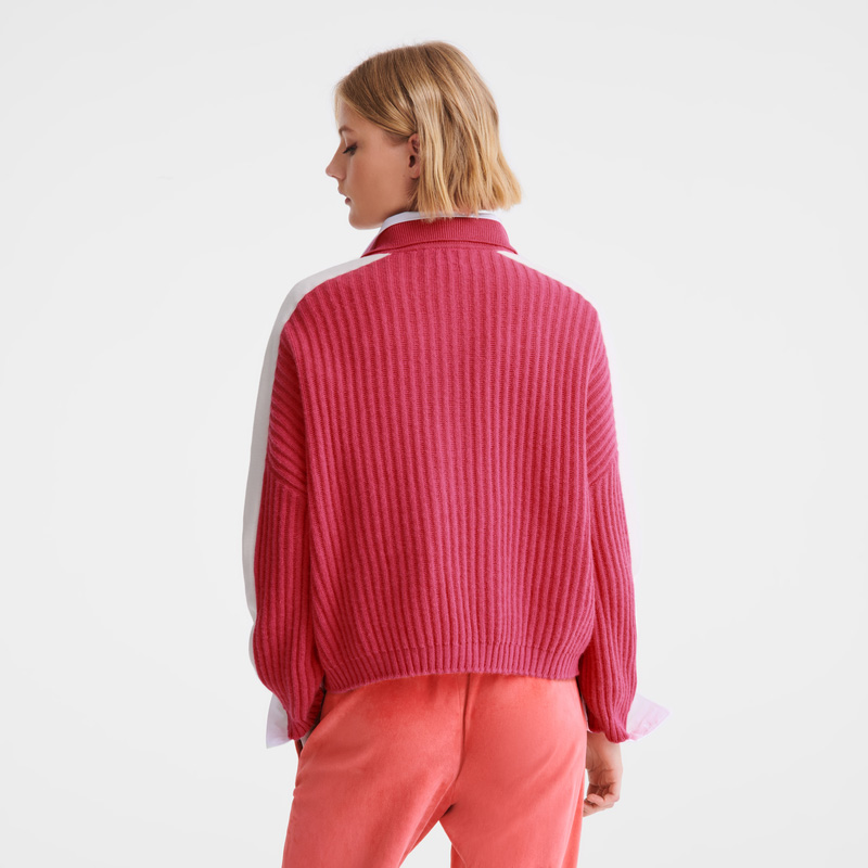 Knitwear Longchamp Polo collar jumper Feminino Rosa | LC-FTUI9548