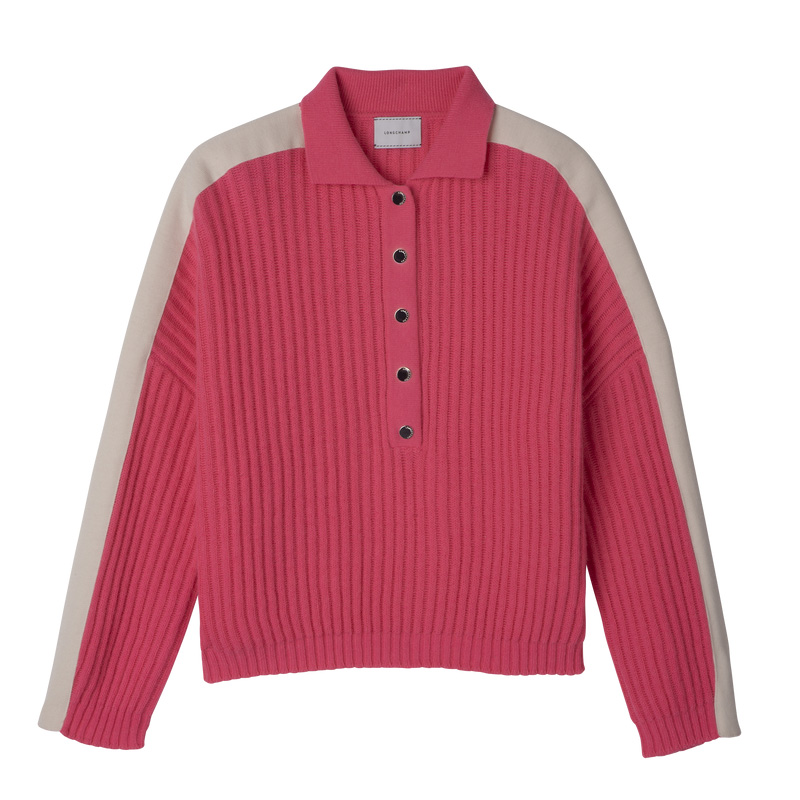 Knitwear Longchamp Polo collar jumper Feminino Rosa | LC-FTUI9548