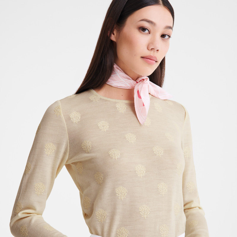 Knitwear Longchamp Round neck sweater Feminino Ecru | LC-CZVG7340