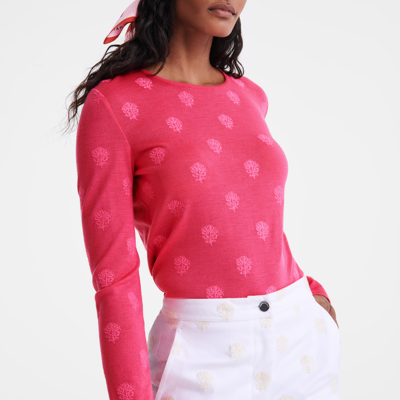 Knitwear Longchamp Round neck sweater Feminino Rosa | LC-DOUO2802