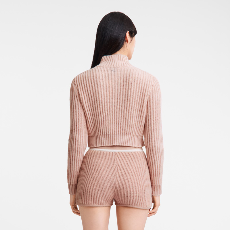 Knitwear Longchamp Zip collar short cardigan Feminino Nude | LC-DZHJ5605