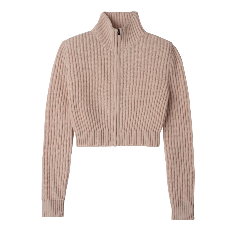 Knitwear Longchamp Zip collar short cardigan Feminino Nude | LC-DZHJ5605