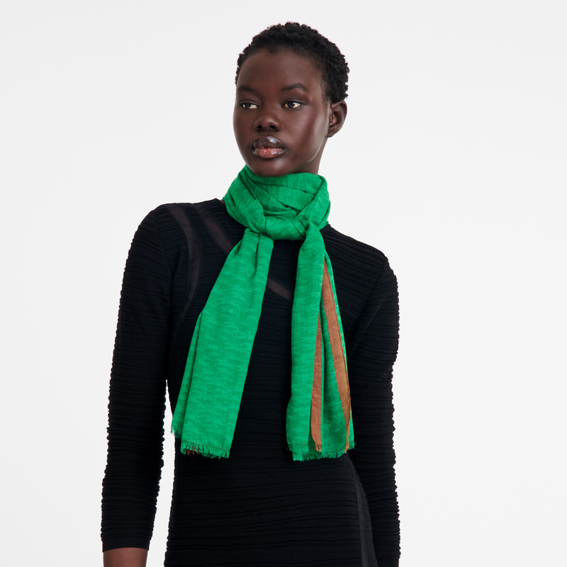 Lenços Longchamp Chevaux Stole Masculino Verdes | LC-PFHG6421