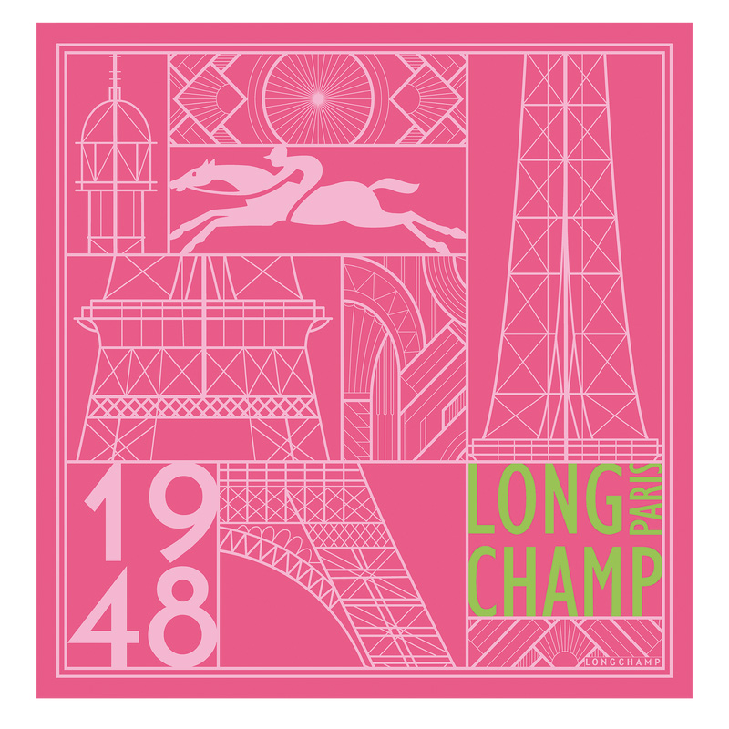 Lenços Longchamp Eiffel Tower 1948 Silk scarf 50 Feminino Rosa | LC-ZEWZ7640