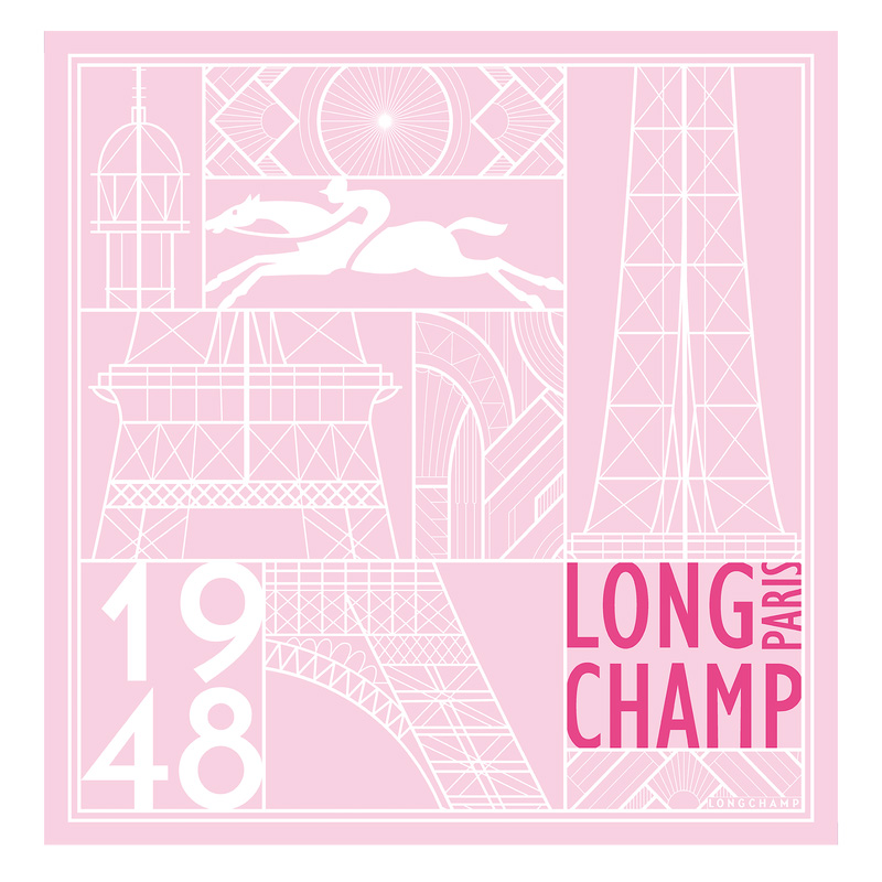 Lenços Longchamp Eiffel Tower 1948 Silk scarf 50 Feminino Ballerina | LC-SJPY7780