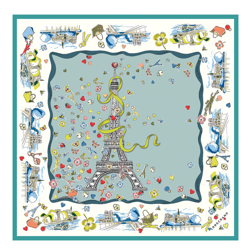 Lenços Longchamp Equestrian Tower Silk scarf 50 Feminino Vervain | LC-AMTF0715