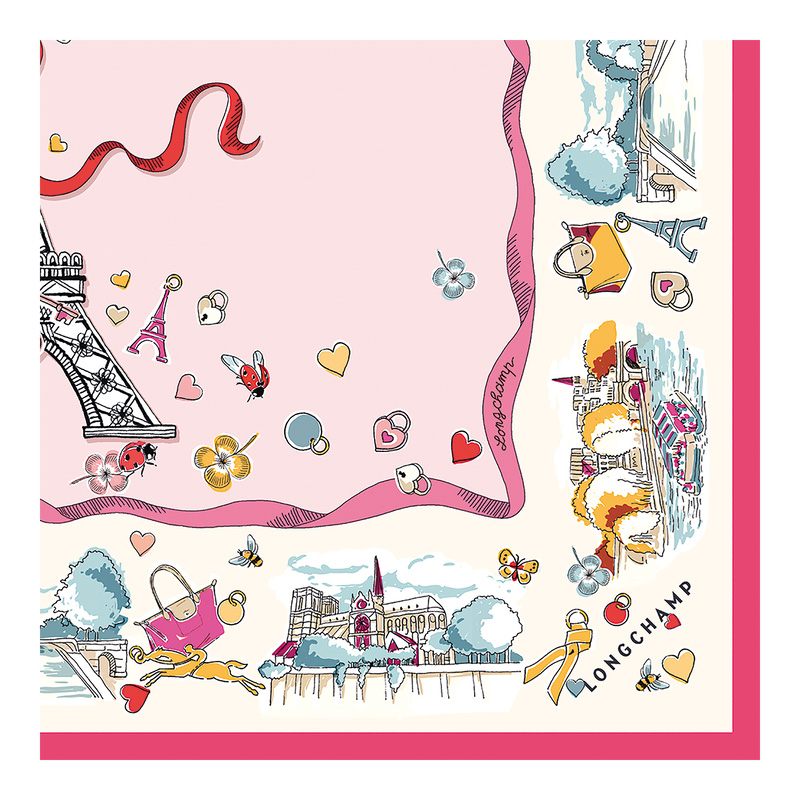 Lenços Longchamp Equestrian Tower Silk scarf 50 Feminino Marshmallow | LC-BEHX1361