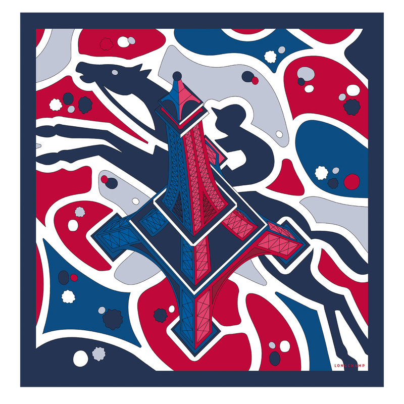 Lenços Longchamp Equestrian Tower Silk scarf 70 Feminino Red/Navy | LC-VIFV5683