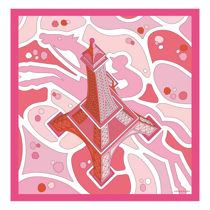 Lenços Longchamp Equestrian Tower Silk scarf 70 Feminino Rosa | LC-URQU5182
