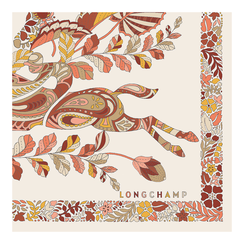 Lenços Longchamp Forêt Silk scarf 50 Feminino Honey | LC-MNUH3070