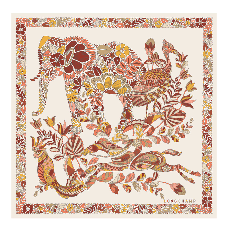 Lenços Longchamp Forêt Silk scarf 50 Feminino Honey | LC-MNUH3070