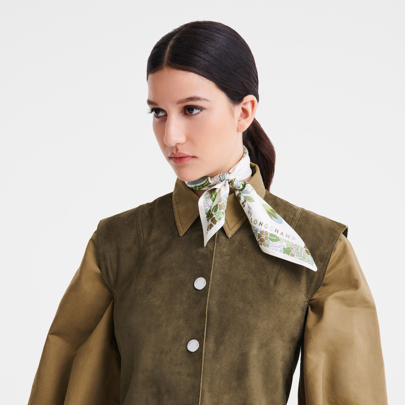 Lenços Longchamp Forêt Silk scarf 50 Feminino Laurel | LC-IBUH9167