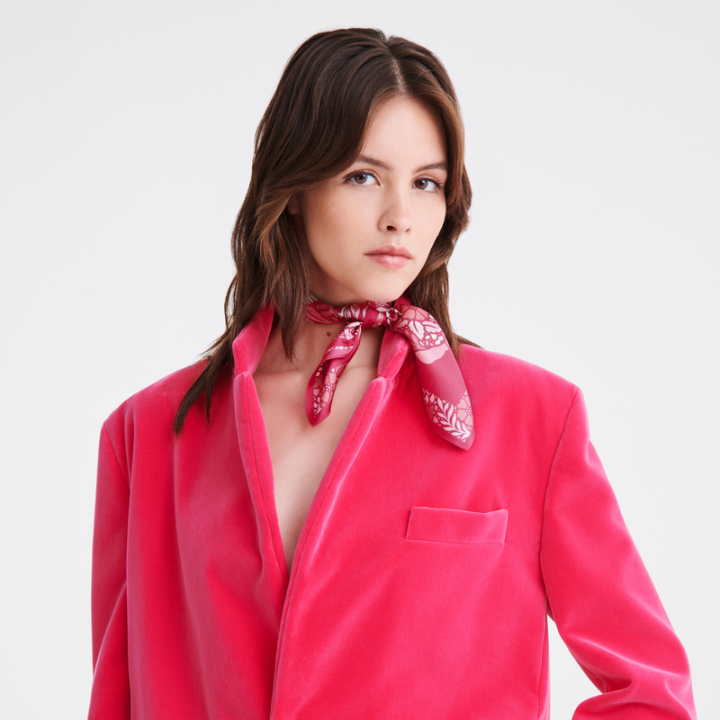 Lenços Longchamp Forêt Silk scarf 50 Feminino Rosa | LC-THIM1484