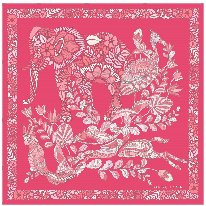 Lenços Longchamp Forêt Silk scarf 50 Feminino Rosa | LC-THIM1484