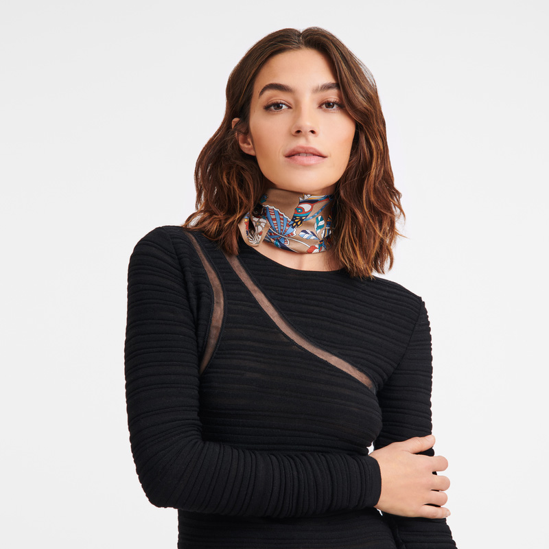 Lenços Longchamp Forêt Silk scarf 50 Feminino Clay | LC-RMPT1339