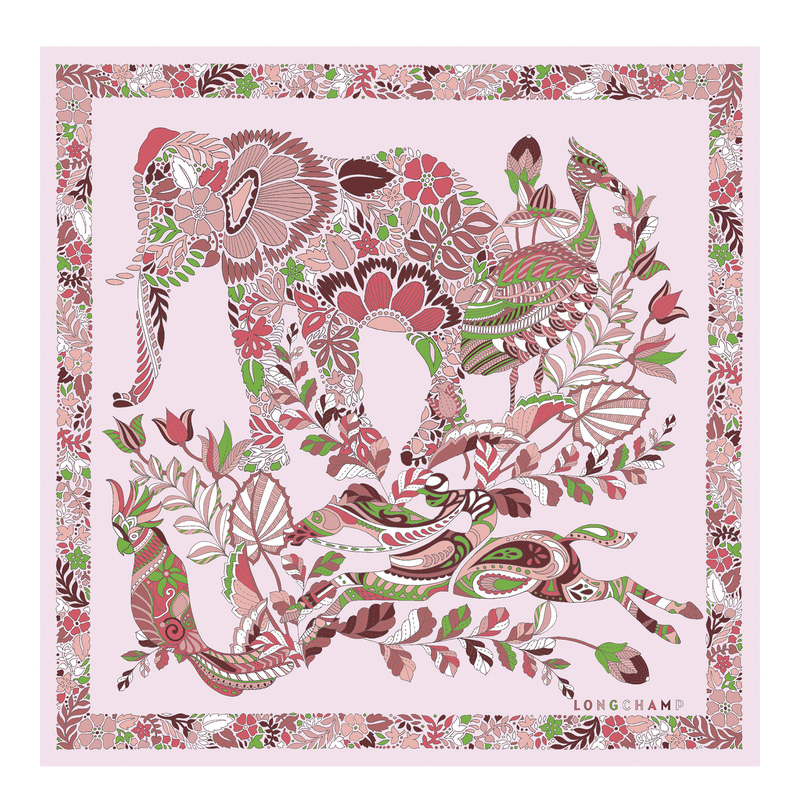 Lenços Longchamp Forêt Silk scarf 50 Feminino Nude | LC-NMBO1036
