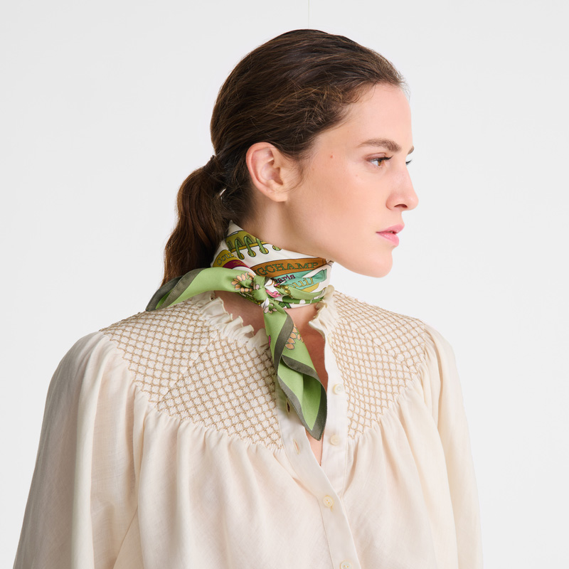 Lenços Longchamp In the Vegetable Garden Silk scarf 70 Feminino Laurel | LC-PNBI6905