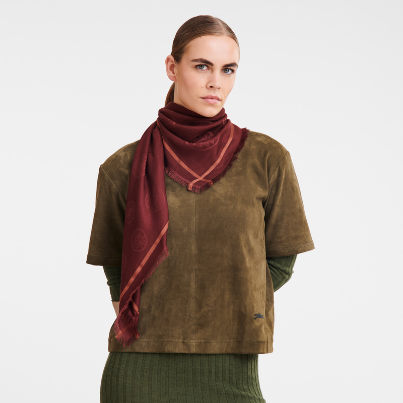 Lenços Longchamp La Médaille Shawl Feminino Bordeaux | LC-ITAD7335