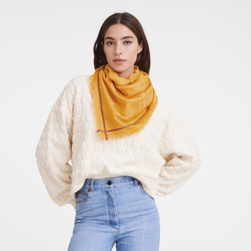 Lenços Longchamp La Médaille Shawl Feminino Abricó | LC-GJSM9751