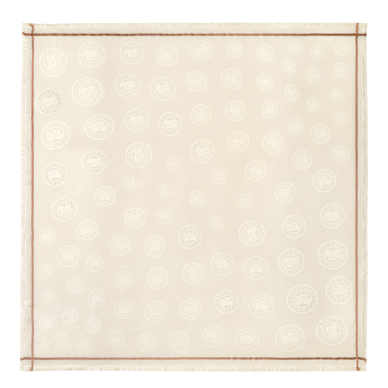 Lenços Longchamp La Médaille Shawl Feminino Ivory | LC-MGXL9452