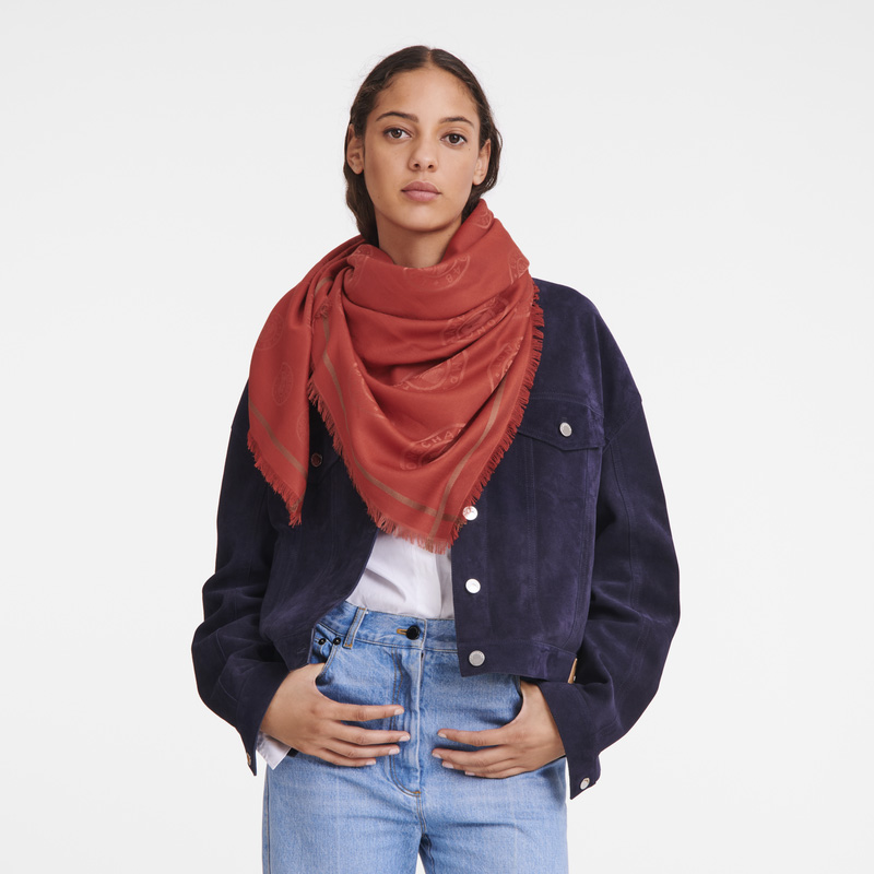 Lenços Longchamp La Médaille Shawl Masculino Tomato | LC-NILT2200