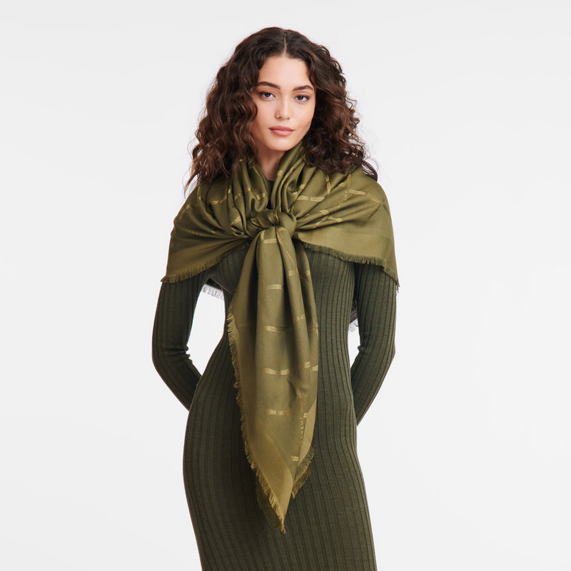 Lenços Longchamp Le Roseau Shawl Masculino Caqui | LC-VAOS8534