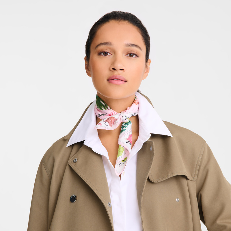 Lenços Longchamp Pink and Green Silk scarf 50 Feminino Ballerina | LC-ETBO2636