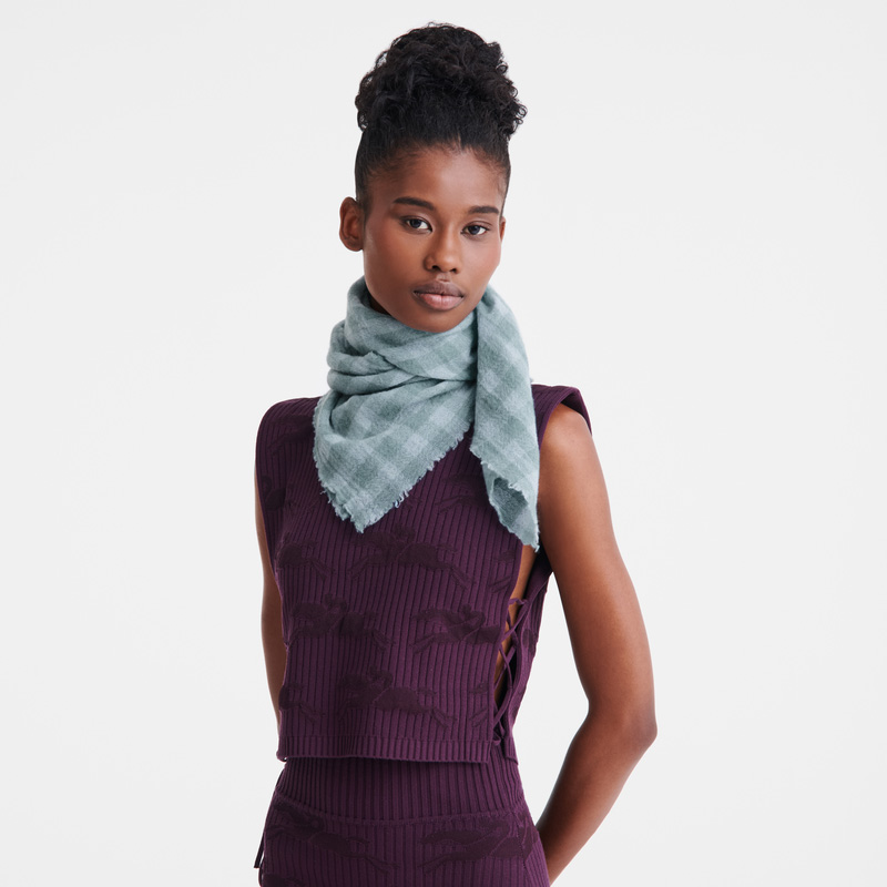 Lenços Longchamp Summer Gingham Stole Feminino Vervain | LC-DXZJ8017