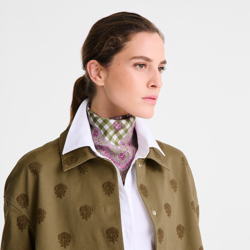 Lenços Longchamp The Bucolic Escapade Silk scarf 50 Feminino Artichoke | LC-ISMQ3092