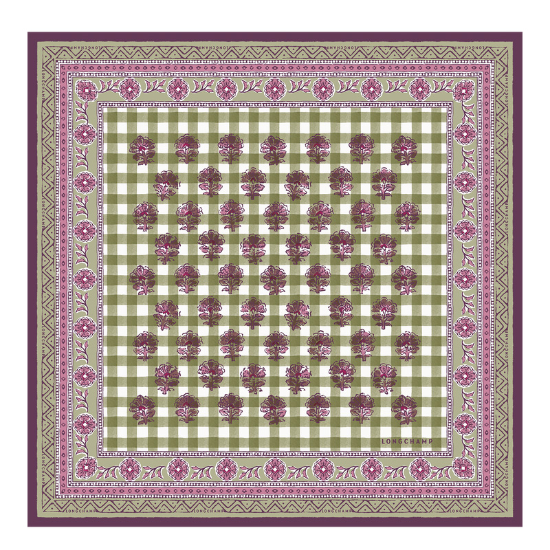 Lenços Longchamp The Bucolic Escapade Silk scarf 50 Feminino Artichoke | LC-ISMQ3092
