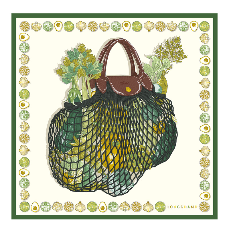 Lenços Longchamp The Gourmet Mesh bag Silk scarf 70 Feminino Laurel | LC-BPUO3856