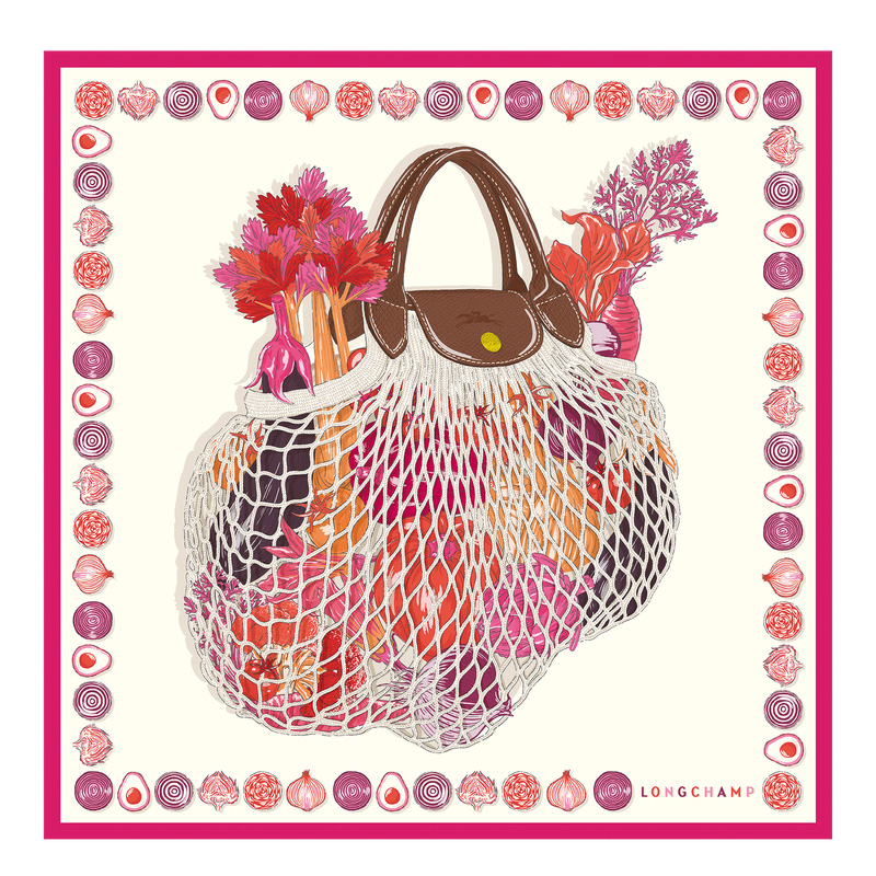 Lenços Longchamp The Gourmet Mesh bag Silk scarf 70 Feminino Rosa | LC-PYTE8190