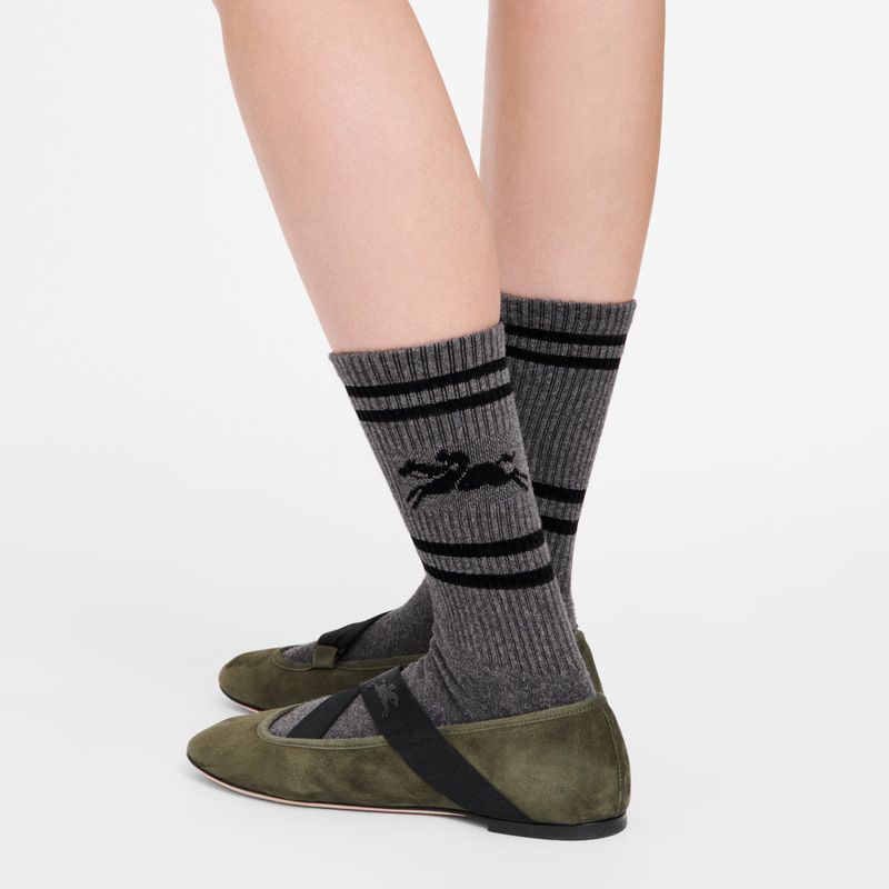 Meias Longchamp Socks Feminino Anthracite | LC-ZABL3950