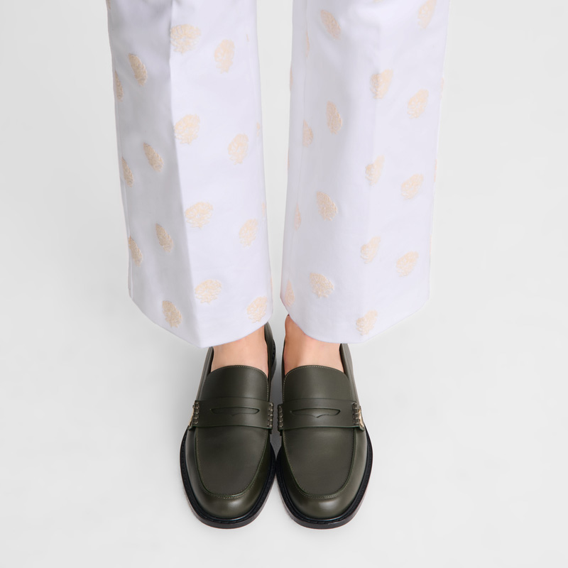 Mocassins Longchamp Au Sultan Loafer Feminino Caqui | LC-WULF4713