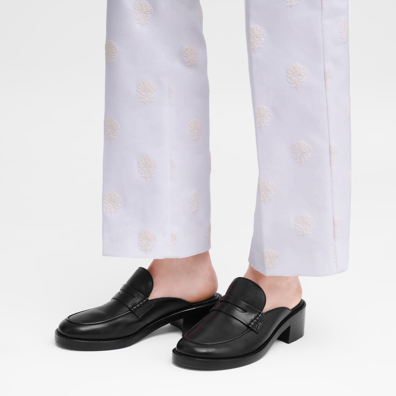 Mocassins Longchamp Epure Timeless Mules Feminino Pretas | LC-LXKN7348