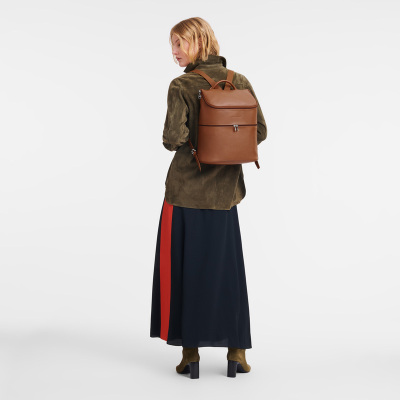 Mochilas Longchamp Le Foulonné Backpack Feminino Caramel | LC-SZMX5021