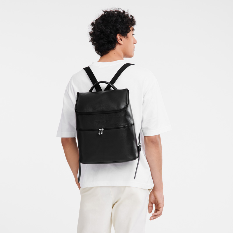 Mochilas Longchamp Le Foulonné Backpack Feminino Pretas | LC-SKZQ2669