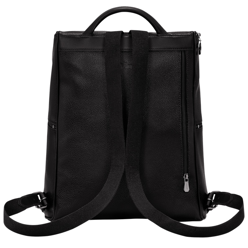 Mochilas Longchamp Le Foulonné Backpack Feminino Pretas | LC-SKZQ2669