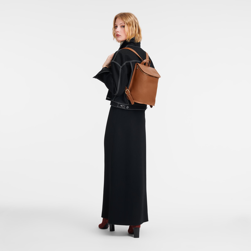 Mochilas Longchamp Le Foulonné Backpack Feminino Caramel | LC-IQPD9900