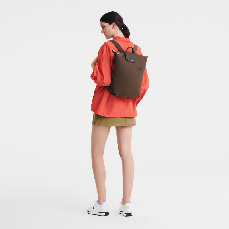 Mochilas Longchamp Le Pliage Green M Backpack Masculino Terra | LC-ZTVC5581