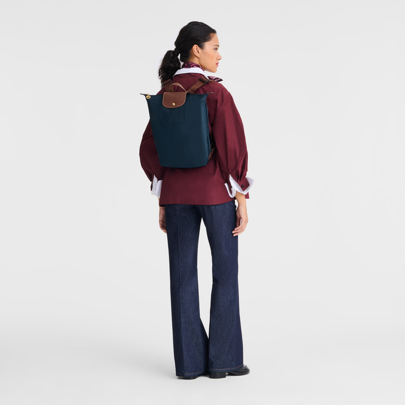 Mochilas Longchamp Le Pliage Original M Backpack Feminino Azul Marinho | LC-PGMZ7861