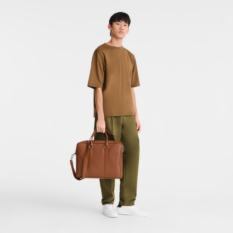 Pasta Longchamp Le Foulonné M Briefcase Feminino Caramel | LC-HYFU8768