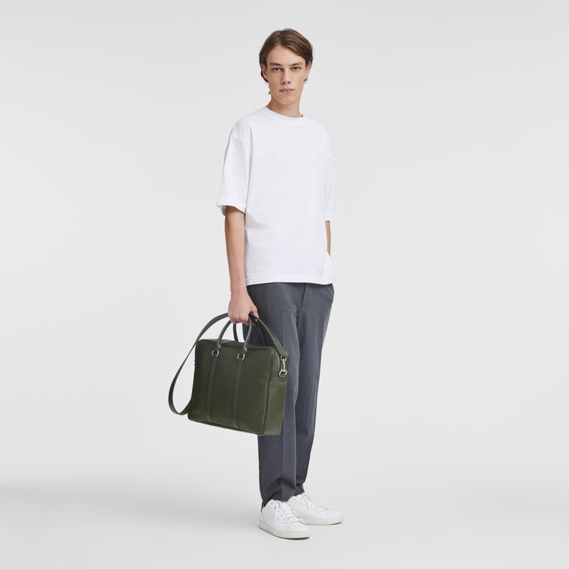 Pasta Longchamp Le Foulonné M Briefcase Masculino Caqui | LC-BAXA2617