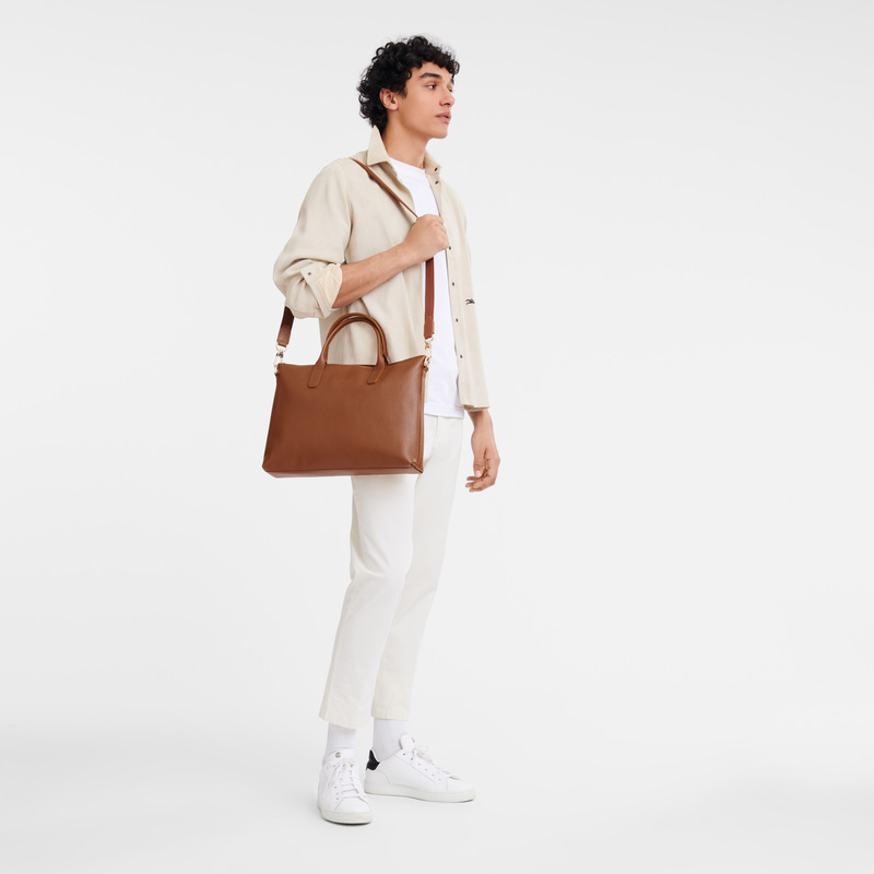 Pasta Longchamp Le Foulonné S Briefcase Feminino Caramel | LC-YXTB6028
