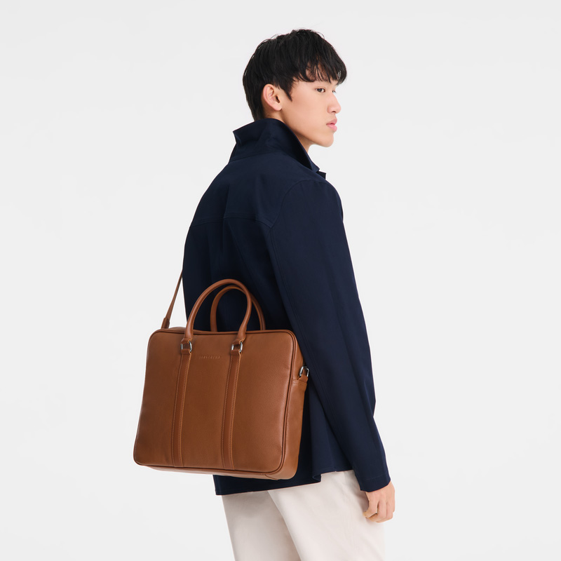 Pasta Longchamp Le Foulonné S Briefcase Masculino Caramel | LC-DEAL6659