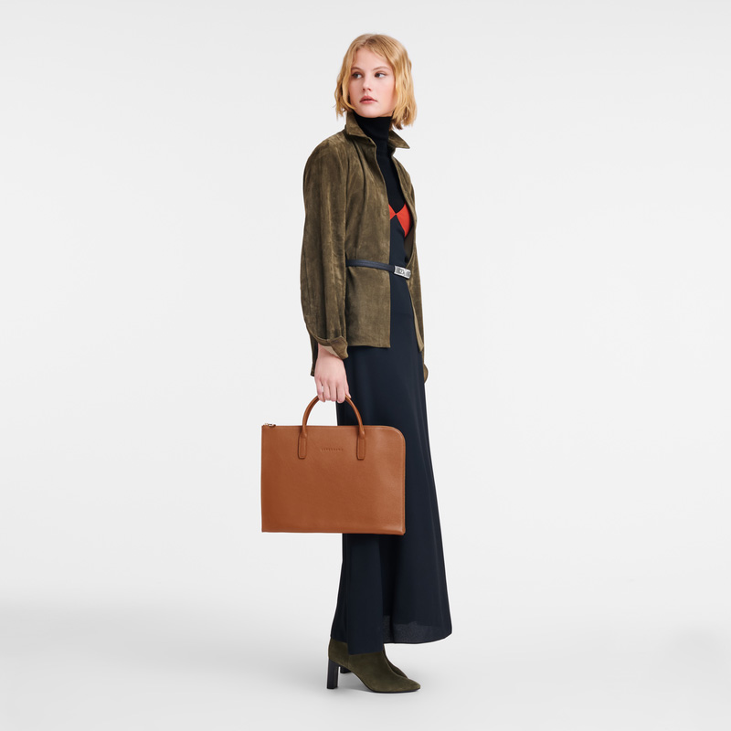 Pasta Longchamp Le Foulonné S Briefcase Masculino Caramel | LC-PWTE2871